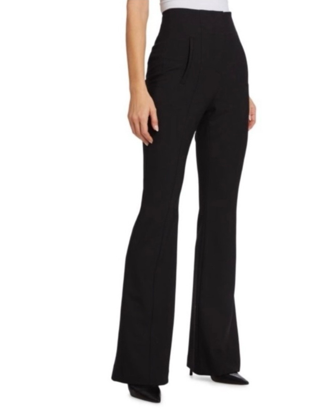Veronica Beard Tindaya Pintuck Pleat Flare Leg Pants Size 0 Stretch Black Lined